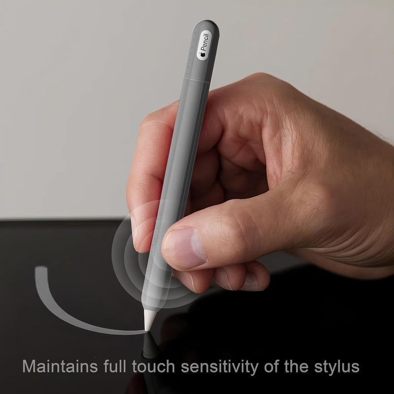 HoldFist Silicone Case Cover Skin Compatible with Apple Pencil (2nd Gen/Pro/USB-C) – Protective Sleeve, Comfortable Grip, Ergonomic Anti-Slip Design, Lightweight & Scratch-Resistant (Gray) - Image 3